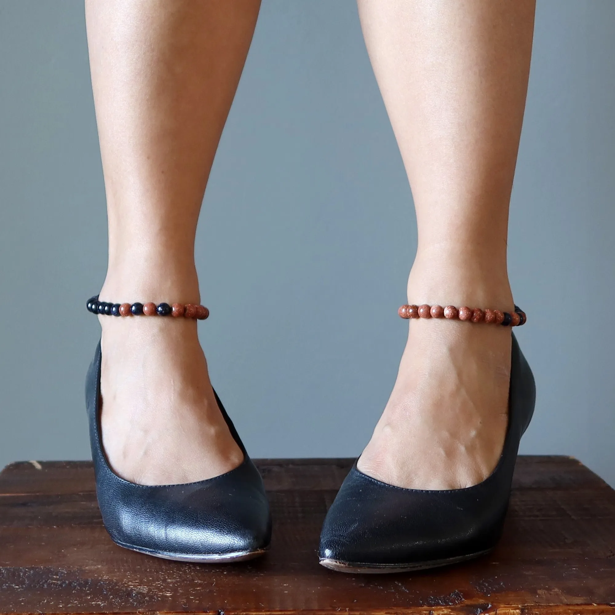 Goldstone Anklet Glittery Grounded Gorgeous Gems