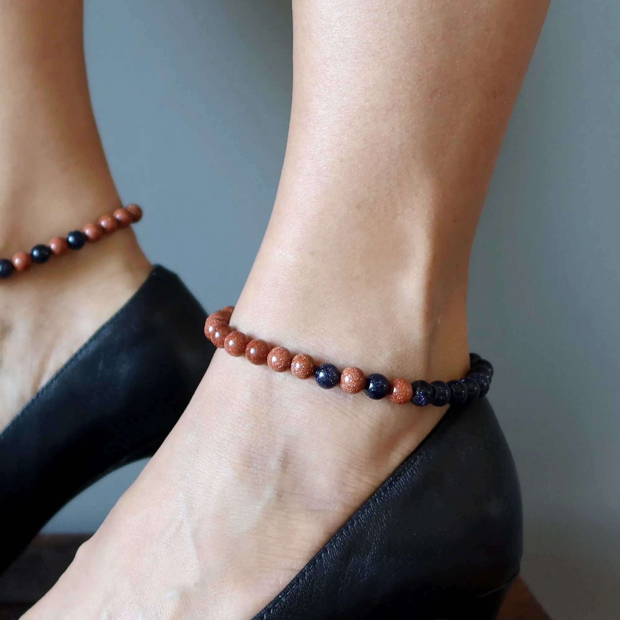 Goldstone Anklet Glittery Grounded Gorgeous Gems