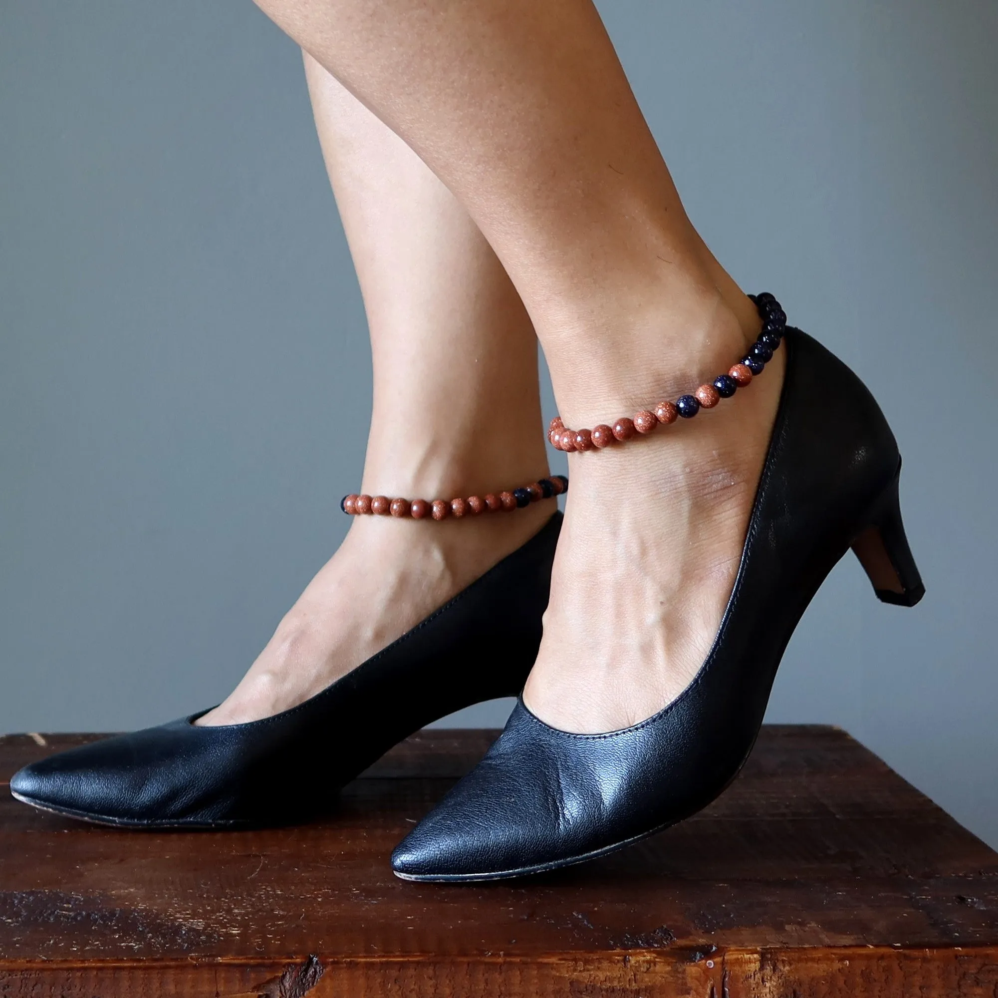Goldstone Anklet Glittery Grounded Gorgeous Gems