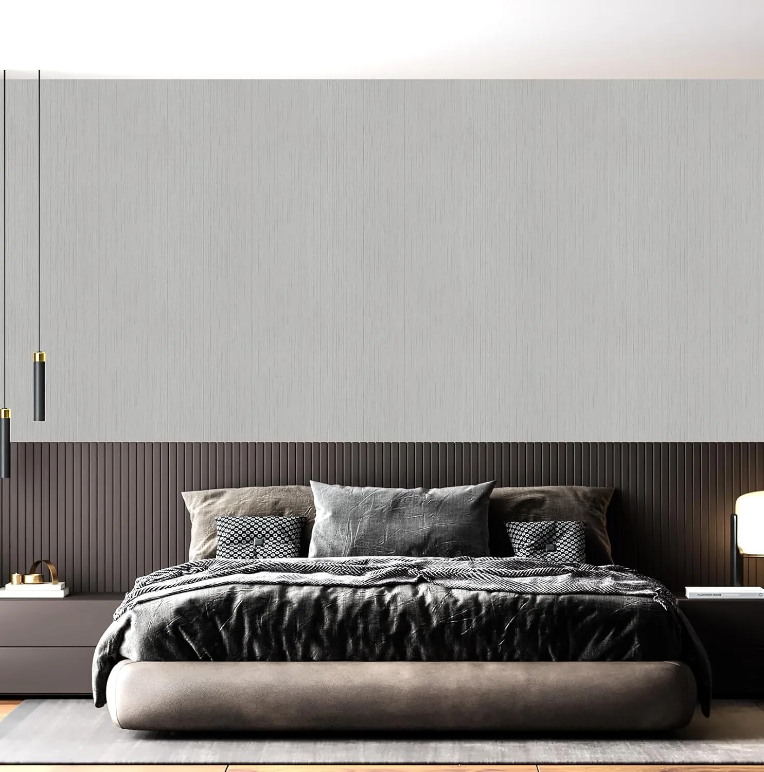 Grey Grasscloth Peel and Stick Wallpaper Texture Contact Paper 15.7''x300''Self-Adhesive Faux Grasscloth Removable Wallpaper Cabinets Counter Top Liners, Gray