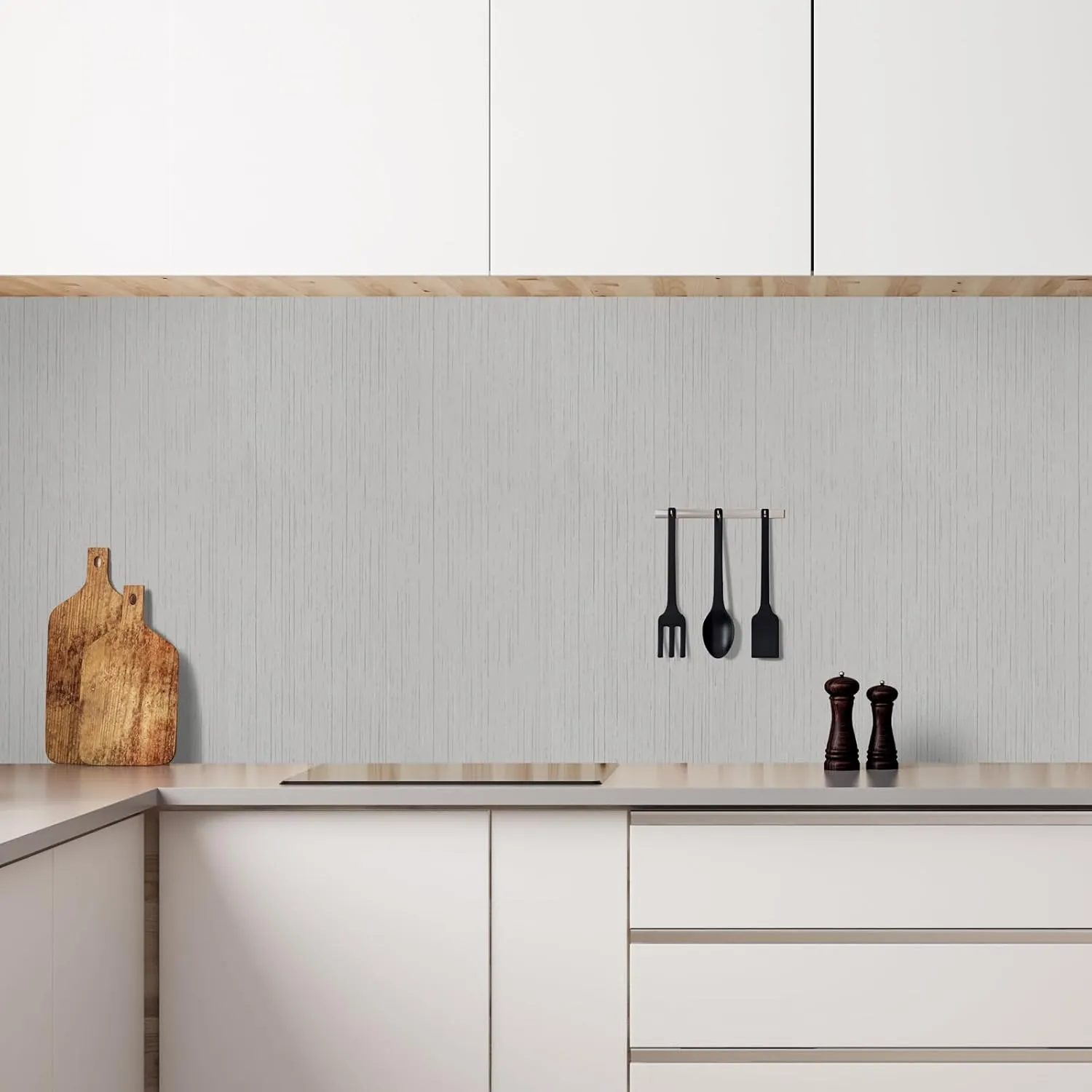 Grey Grasscloth Peel and Stick Wallpaper Texture Contact Paper 15.7''x300''Self-Adhesive Faux Grasscloth Removable Wallpaper Cabinets Counter Top Liners, Gray