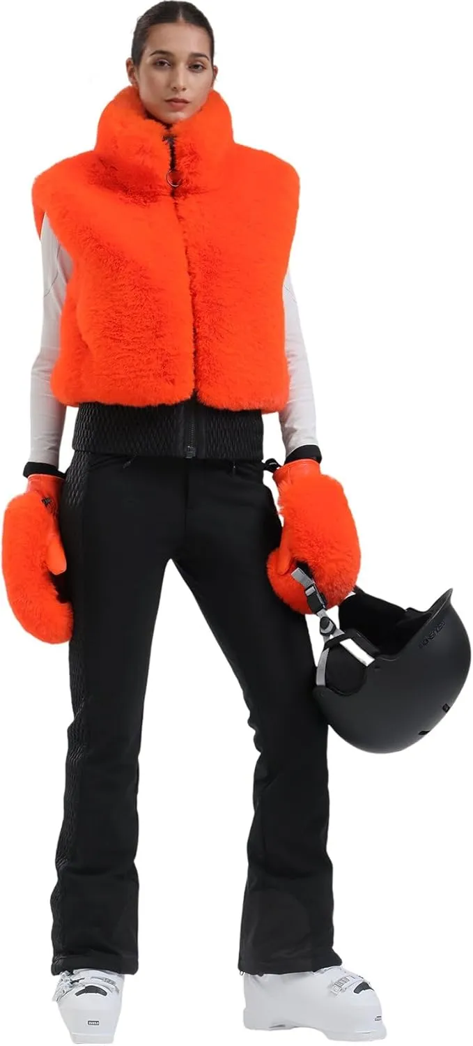 GSOU SNOW Women Ski Jacket Faux Fur Snowboard Coat Snow Jacket Winter Outdoor Warm