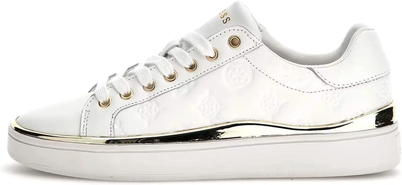 GUESS Bonny Women's Shoes Sneaker in White Embossed Leather D24GU17 FL7BNNFAL12