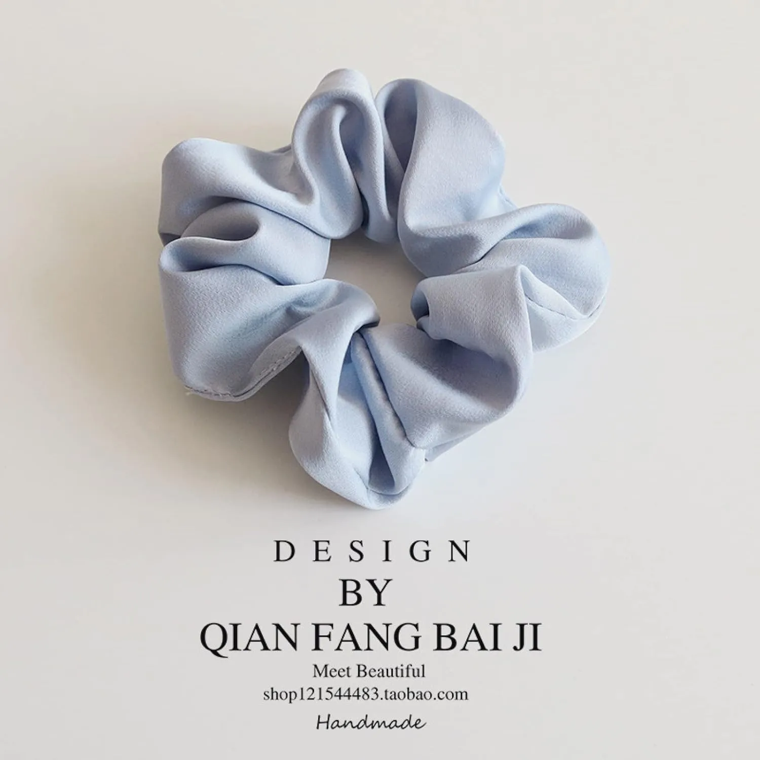 Hair Rope Pure Color Satin Fabric Large Intestine Hair Tie Hair Rope Hair Accessories Rubber Band Women, Blue 2Pcs