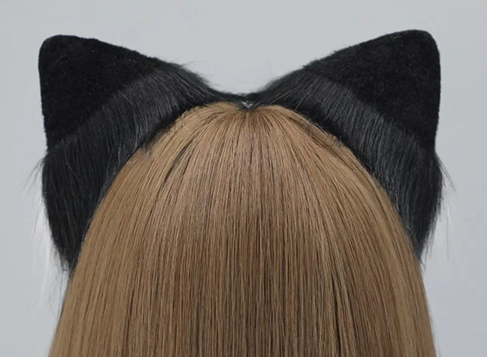 Handmade Cat Fox Wolf Ears Headband Fluffy Animals Ears Headwear for Christmas Cosplay Costume Accessories