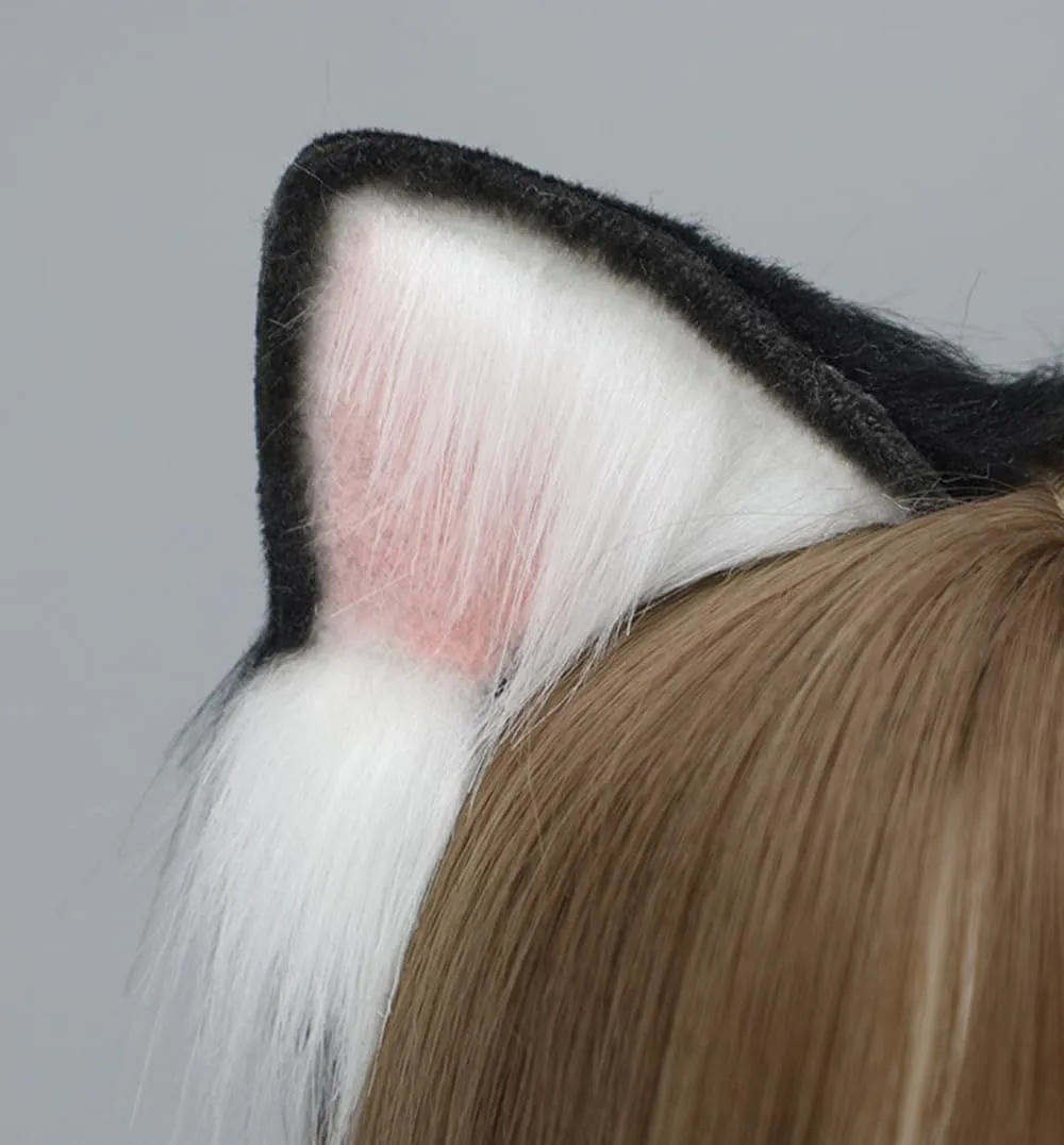 Handmade Cat Fox Wolf Ears Headband Fluffy Animals Ears Headwear for Christmas Cosplay Costume Accessories