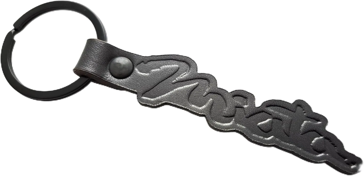 Handmade Embossed Leather Keychain Keyring compatible with Miata Key Fob