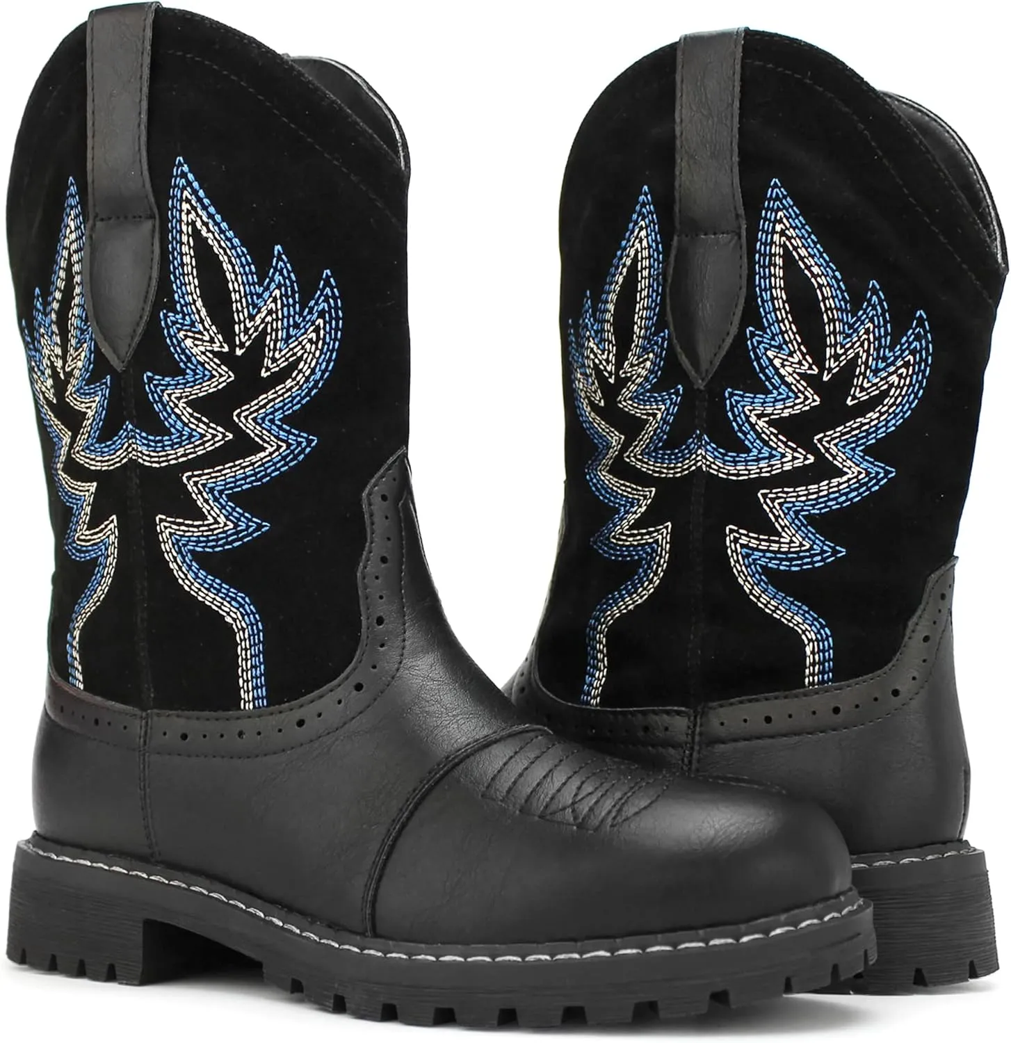 Hawkwell Women's Mid Calf Western Cowboy Cowgirl Boot Round Toe Embroidered Fashion Boots