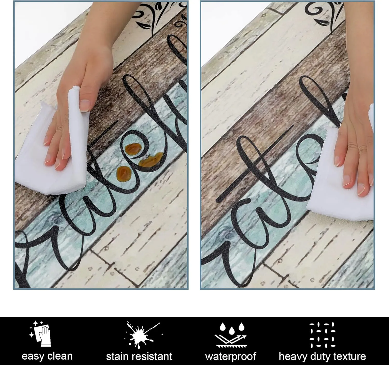 HEBE Anti Fatigue Kitchen Mat Set of 2 Non Slip Cushioned Kitchen Mats for Floor Waterproof Farmhouse Kitchen Rugs and Mats Set Comfort Standing Desk Mat Carpet for Sink,Office,Laundry