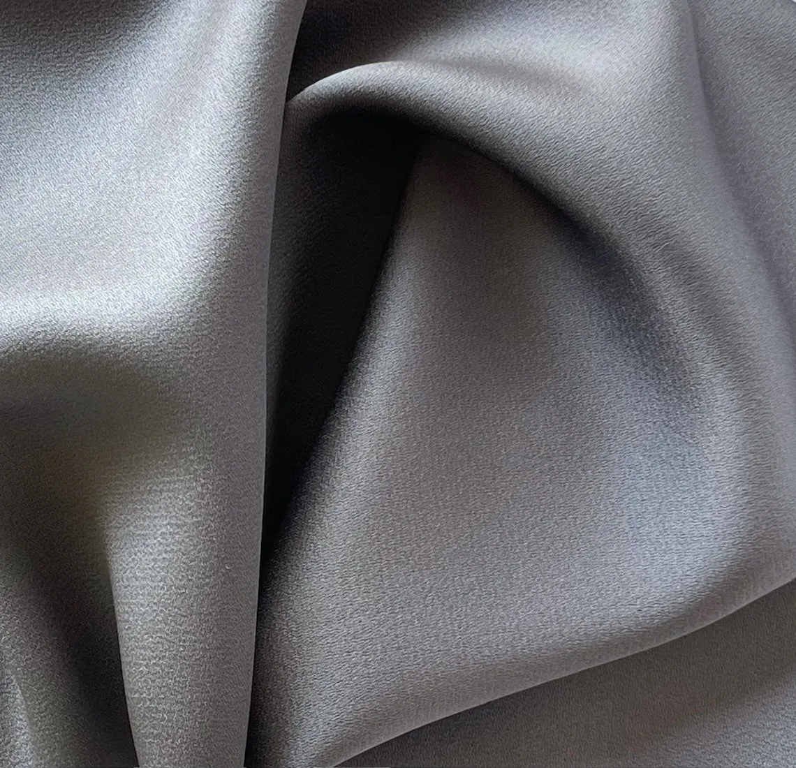 High-End Cool Steel Grey Rayon Viscose Blend Crepe Back Satin (Made in Italy)