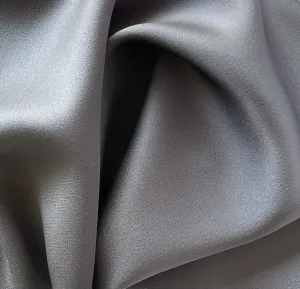 High-End Cool Steel Grey Rayon Viscose Blend Crepe Back Satin (Made in Italy)