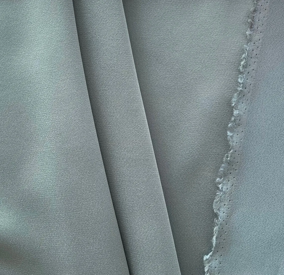 High-End Light Stone Blue Rayon Viscose Blend Crepe Back Satin (Made in Italy)