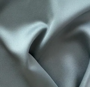 High-End Light Stone Blue Rayon Viscose Blend Crepe Back Satin (Made in Italy)