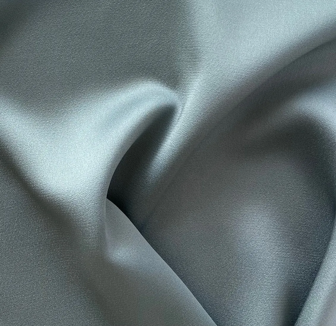 High-End Light Stone Blue Rayon Viscose Blend Crepe Back Satin (Made in Italy)