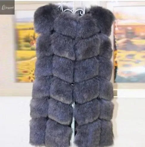 High quality Fur Vest coat Luxury Faux Fox Warm Women Coat Vests