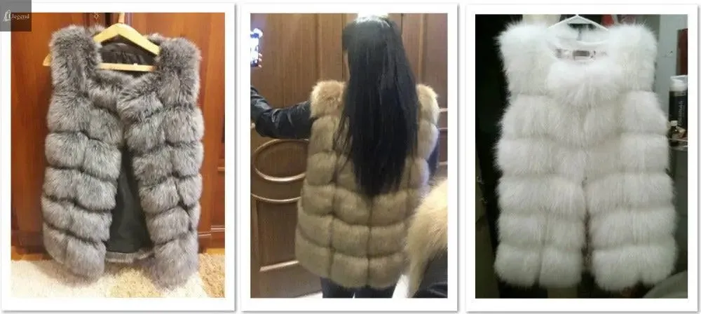 High quality Fur Vest coat Luxury Faux Fox Warm Women Coat Vests