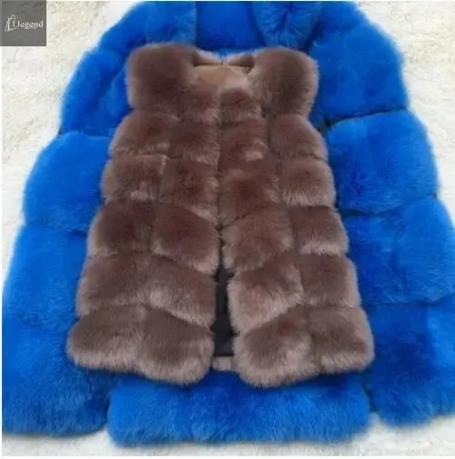 High quality Fur Vest coat Luxury Faux Fox Warm Women Coat Vests