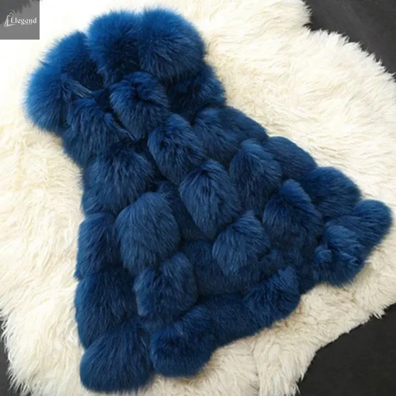 High quality Fur Vest coat Luxury Faux Fox Warm Women Coat Vests