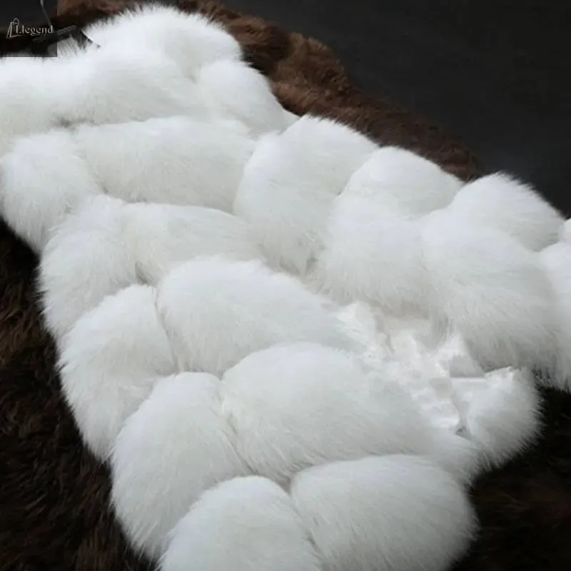 High quality Fur Vest coat Luxury Faux Fox Warm Women Coat Vests