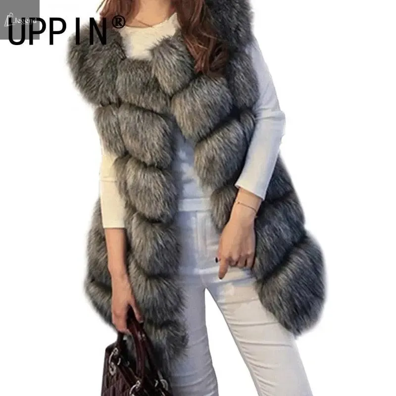 High quality Fur Vest coat Luxury Faux Fox Warm Women Coat Vests