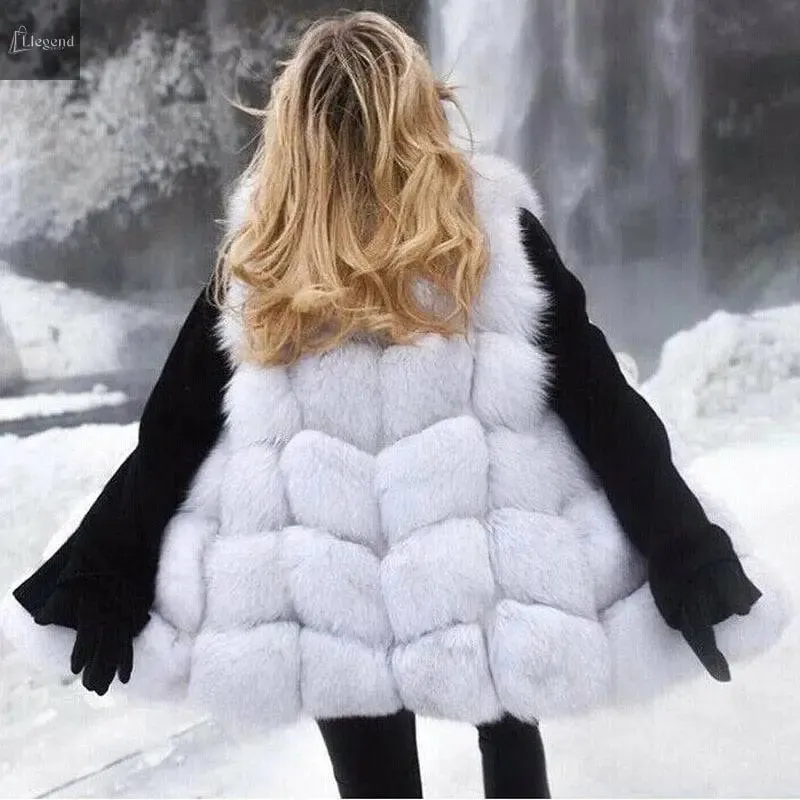 High quality Fur Vest coat Luxury Faux Fox Warm Women Coat Vests
