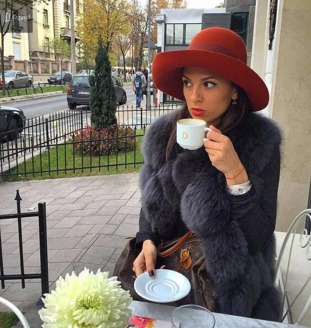 High quality Fur Vest coat Luxury Faux Fox Warm Women Coat Vests