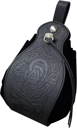 HiiFeuer Medieval Faux Leather Pouch, Portable Drawstring Purse, Vintage Belt Pouch Dice Bag For LARP Ren Faire