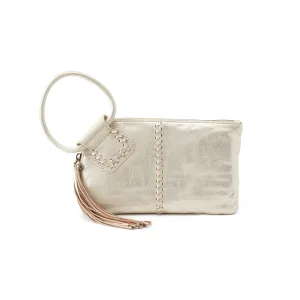 HOBO Sable Jill Womens Leather Handbag Wristlet (Pearled Silver, One Size)