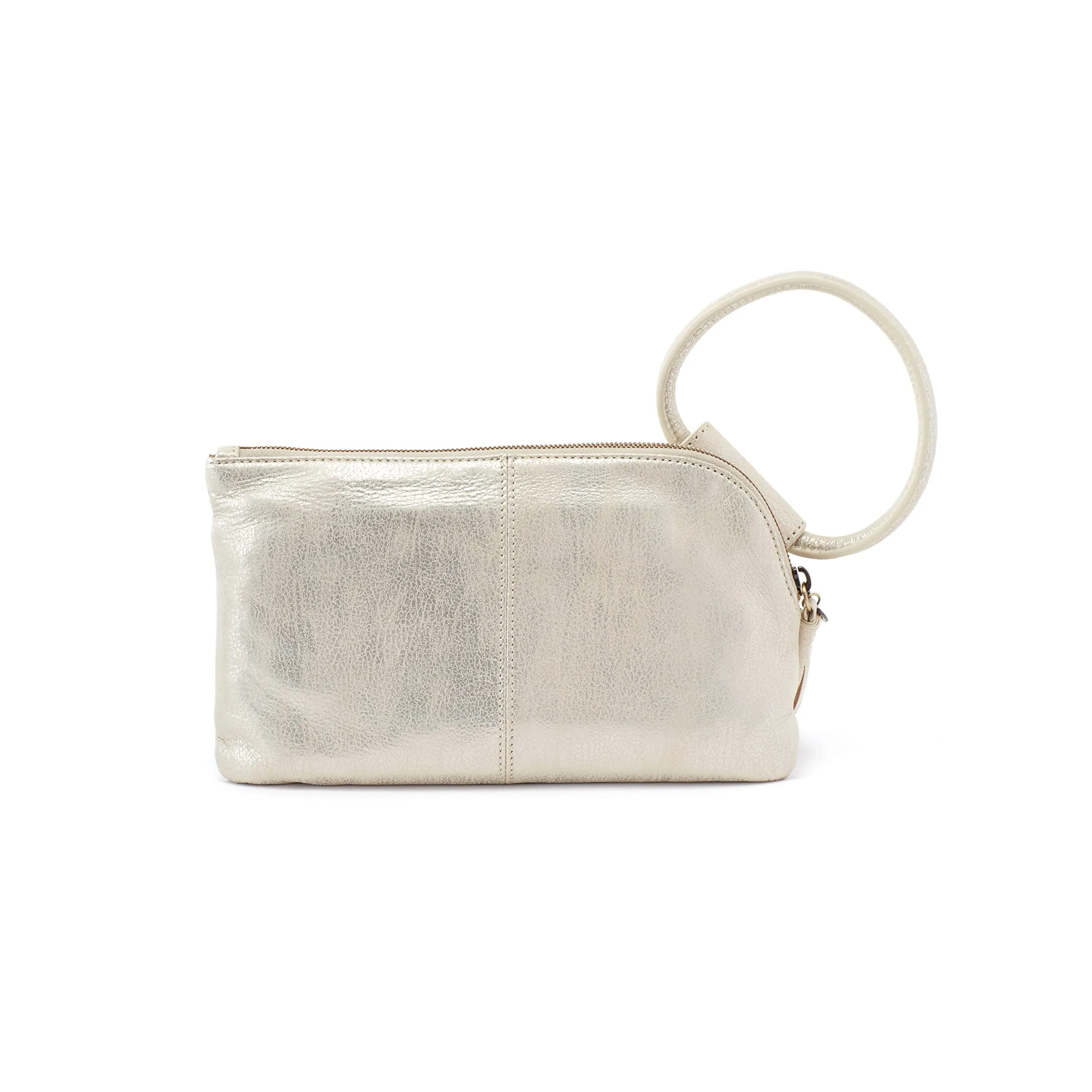 HOBO Sable Jill Womens Leather Handbag Wristlet (Pearled Silver, One Size)