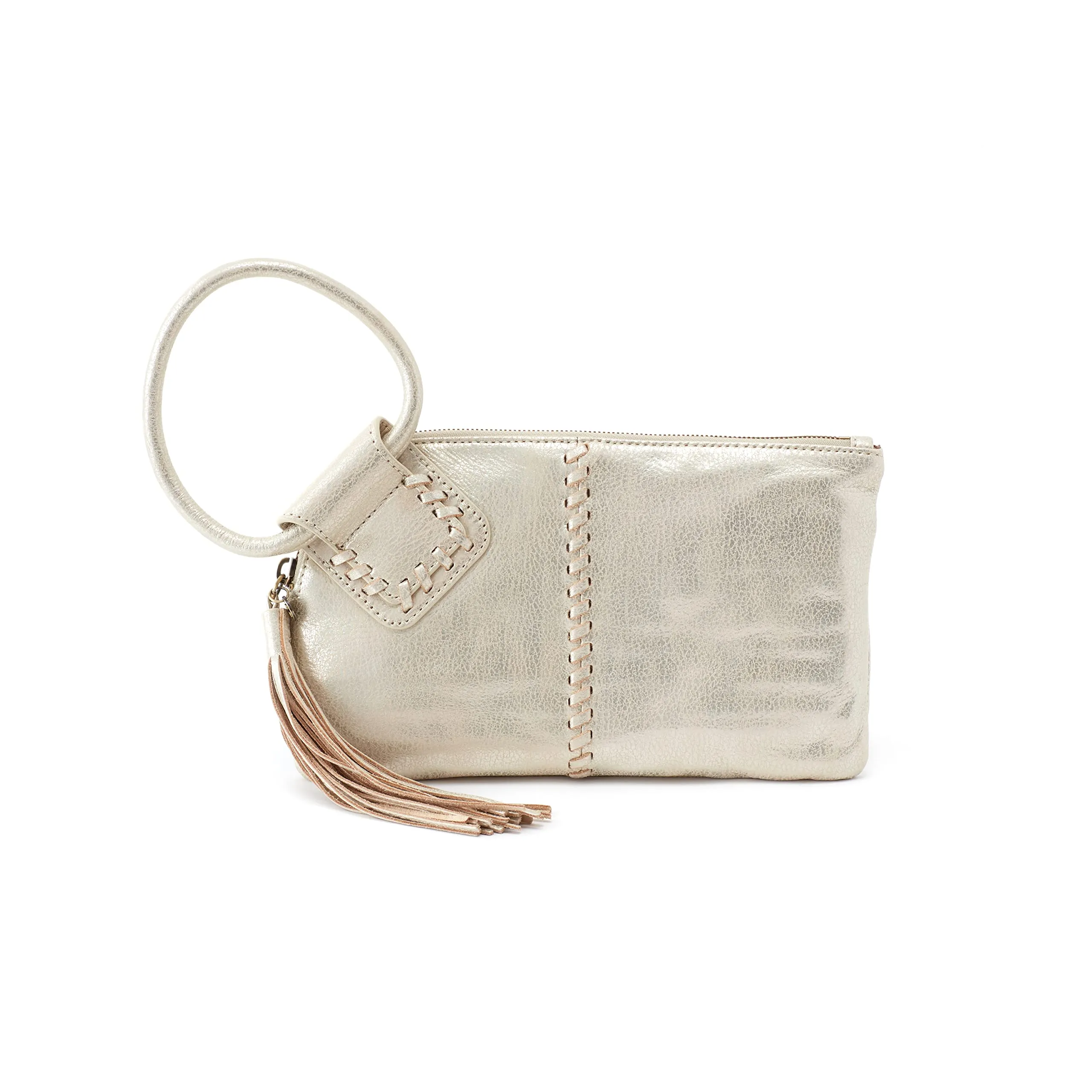 HOBO Sable Jill Womens Leather Handbag Wristlet (Pearled Silver, One Size)
