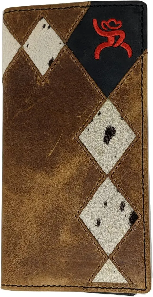 HOOEY Leather Men’s Western Rodeo Wallet (Diamond Patchwork - Salt N Pepper Hair)