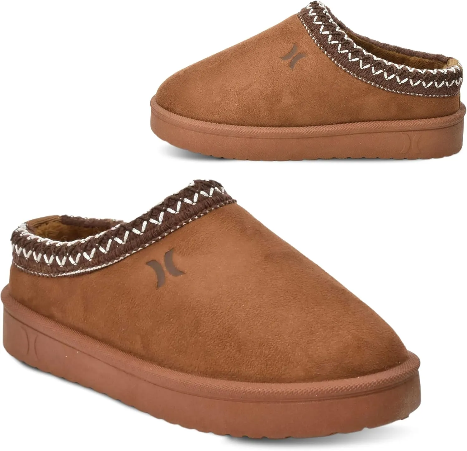 Hurley Kids Modi Slippers - Indoor and Outdoor Slip-On Shoes for Boys and Girls, Durable Clogs With Faux Fur Fleece Lining - Warm Winter House Slippers
