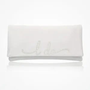 'I do' glittered letters ivory satin clutch (updated)