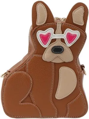 IAMUHI Women Cute Patchwork Dog Puppy Shaped Crossbody Shoulder Bag PU Leather Handbag Unique Novelty Animal Purse
