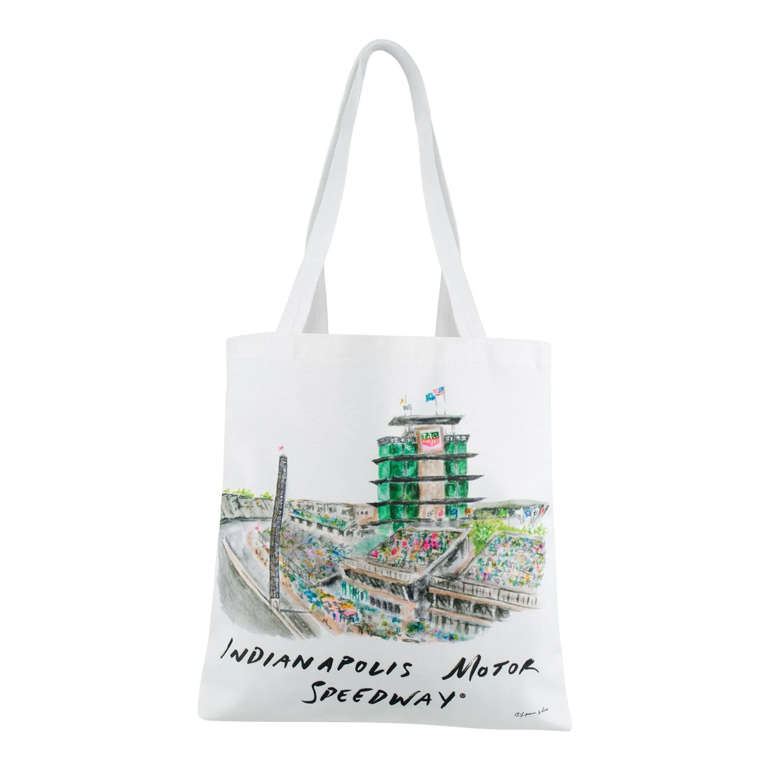 Indianapolis Motor Speedway Watercolor Front Stretch Canvas Tote