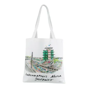 Indianapolis Motor Speedway Watercolor Front Stretch Canvas Tote