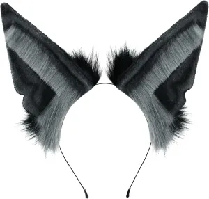 Jackal Ears Headband Hairhoop,Wolf Fox Fur Headwear Handmade,Head Accessories Halloween Cosplay Fancy Dress Party