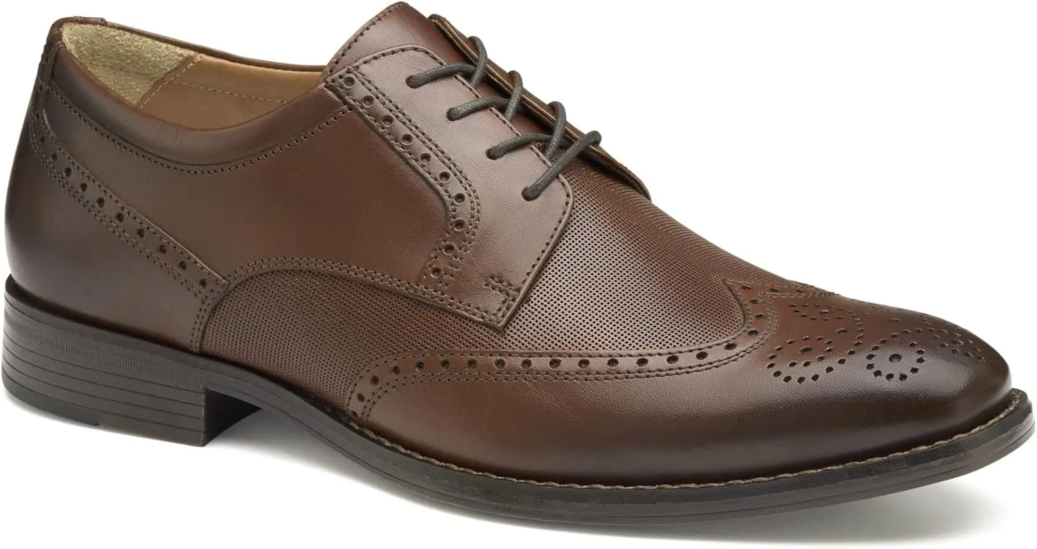 Johnston & Murphy Lewis Embossed Wing Tip Tan Full Grain 9 M (D)