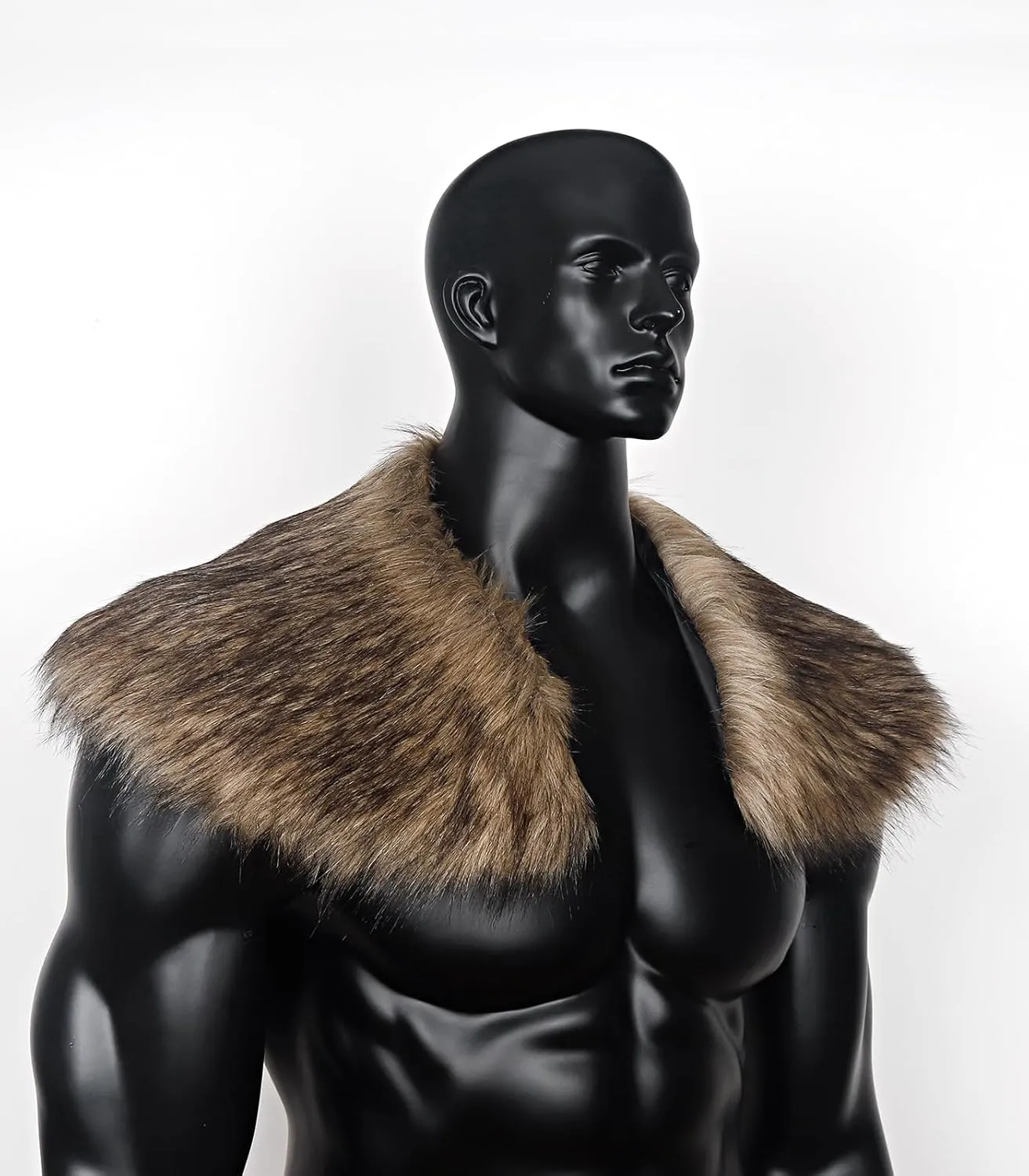 Joukavor Viking Faux Fur Collar Fur Shoulder Wrap Shawl Viking Halloween Costume Men