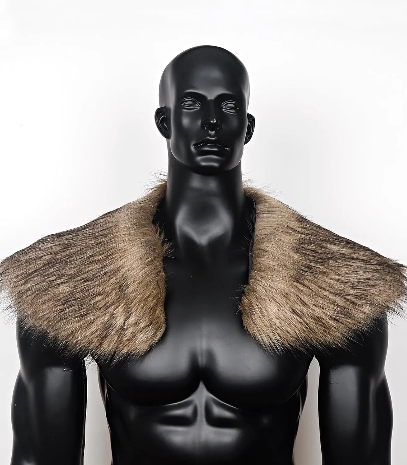 Joukavor Viking Faux Fur Collar Fur Shoulder Wrap Shawl Viking Halloween Costume Men