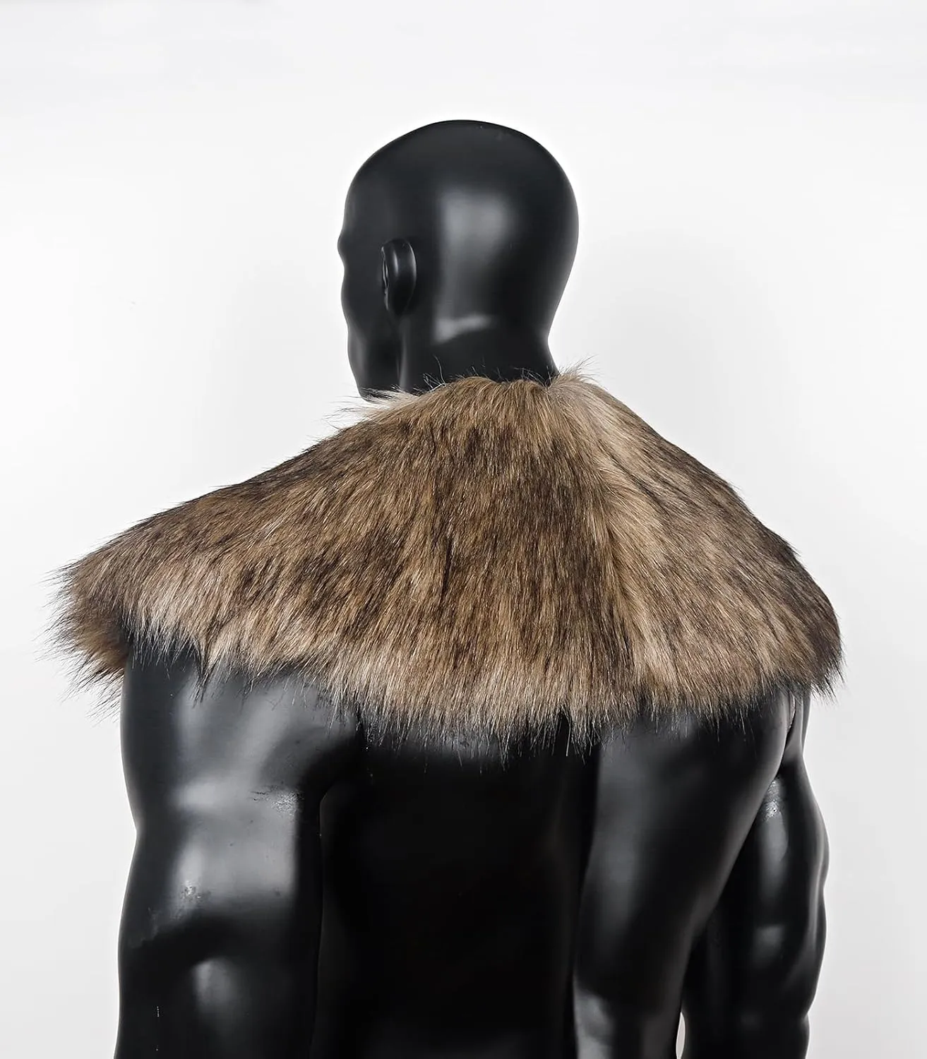 Joukavor Viking Faux Fur Collar Fur Shoulder Wrap Shawl Viking Halloween Costume Men