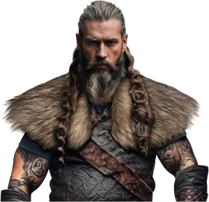 Joukavor Viking Faux Fur Collar Fur Shoulder Wrap Shawl Viking Halloween Costume Men