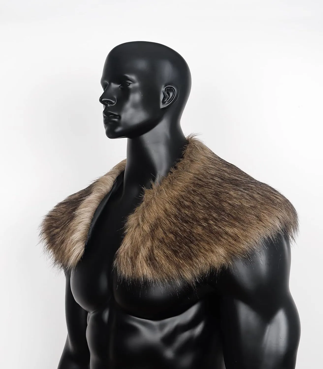 Joukavor Viking Faux Fur Collar Fur Shoulder Wrap Shawl Viking Halloween Costume Men