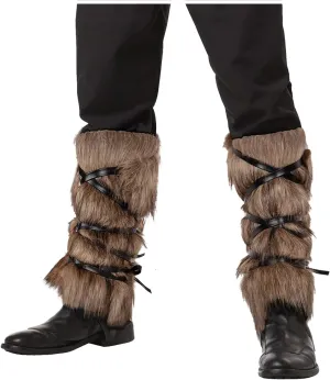 Joukavor Viking Fluffy Leg Warmers Furry Faux Fur Boot Covers Cosplay Accessory for Women Men