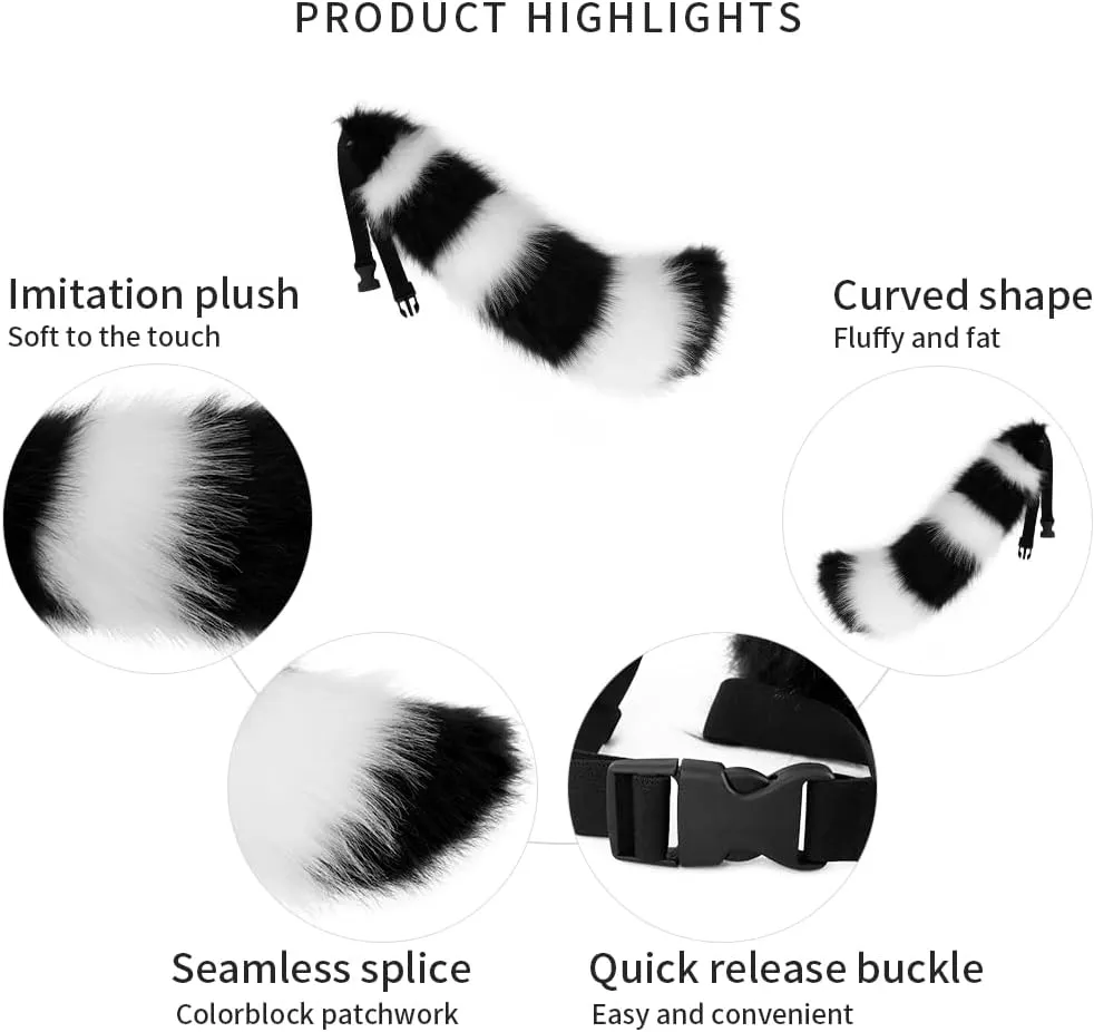 JUNBOON Faux Fur Tail for Cosplay Halloween Party Costume