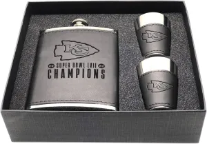 Kansas City Chiefs Super Bowl LVII Champions Leather Flask & Shot Glass Set