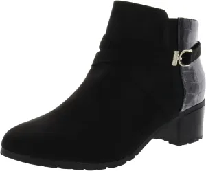 Karen Scott Womens Franccess Faux Leather Embossed Booties Black 6 Medium (B,M)