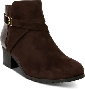 Karen Scott Womens Franccess Faux Leather Embossed Booties Brown 10 Medium (B,M)