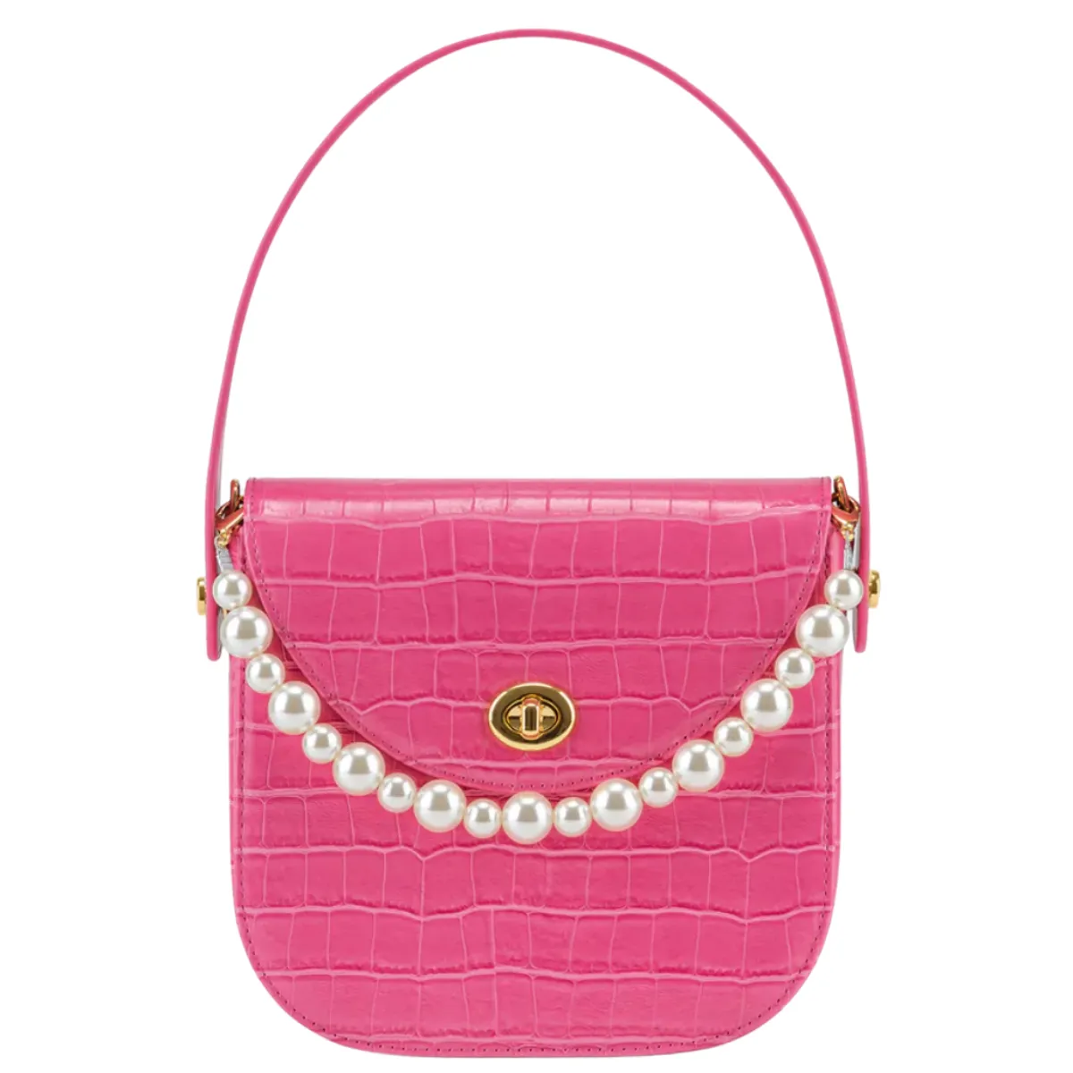 Kate Faux Pearl Pink Croc Bag