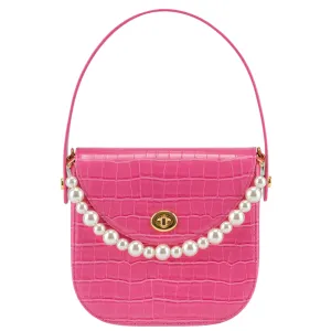 Kate Faux Pearl Pink Croc Bag